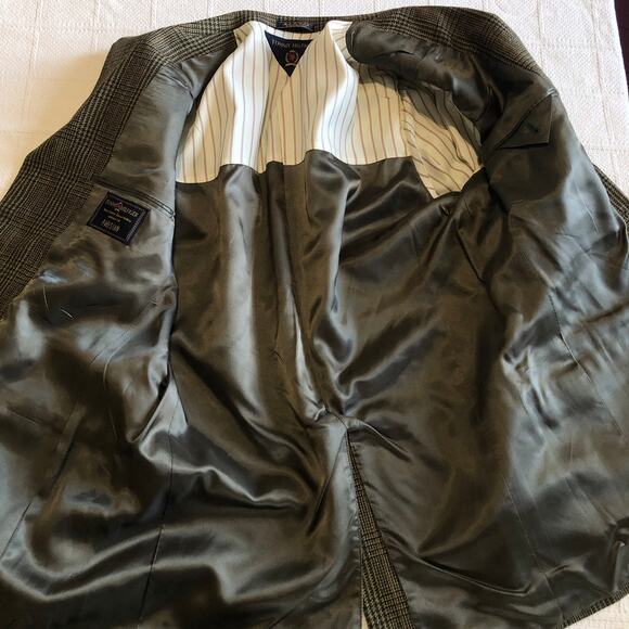 VTG Tommy Hilfiger Wool Tweed Blazer Glen Plaid Brown Sport Coat 90s Preppy 42L - Picture 7 of 14